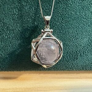 Rose Quartz Fidget Sterling Silver Necklace